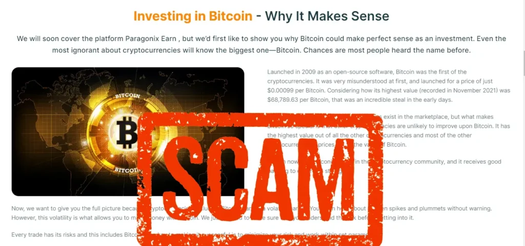 Paragonix-Earn Scam Explained