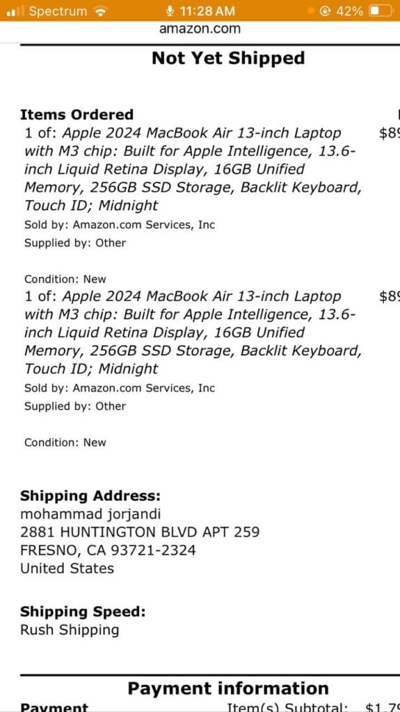 Unauthorized Purchase Attempt: Hackers tried to use my Amazon account to buy laptops